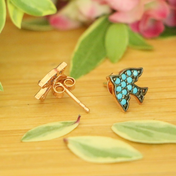 Sterling Silver Bird Turquoise & Cubic Zirconia - Picture 5 of 7